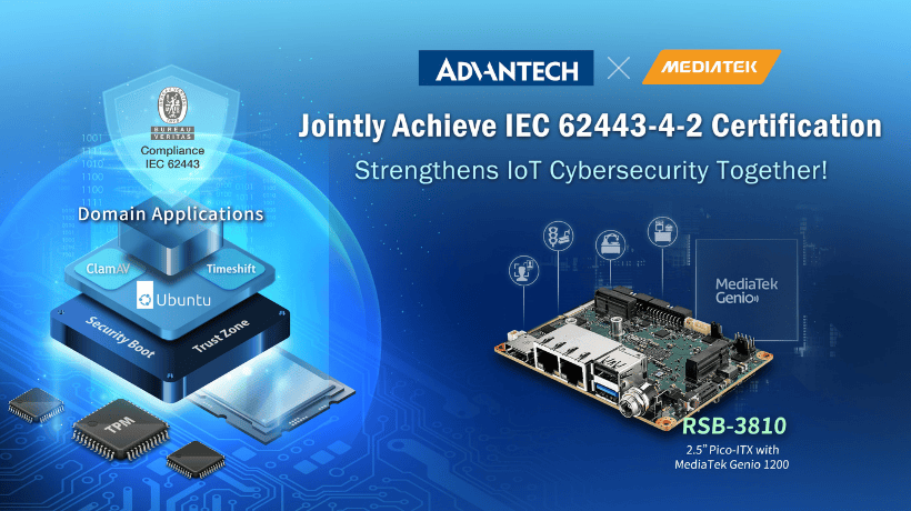 Advantech and MediaTek secure IEC 62443 certification for RSB-3810