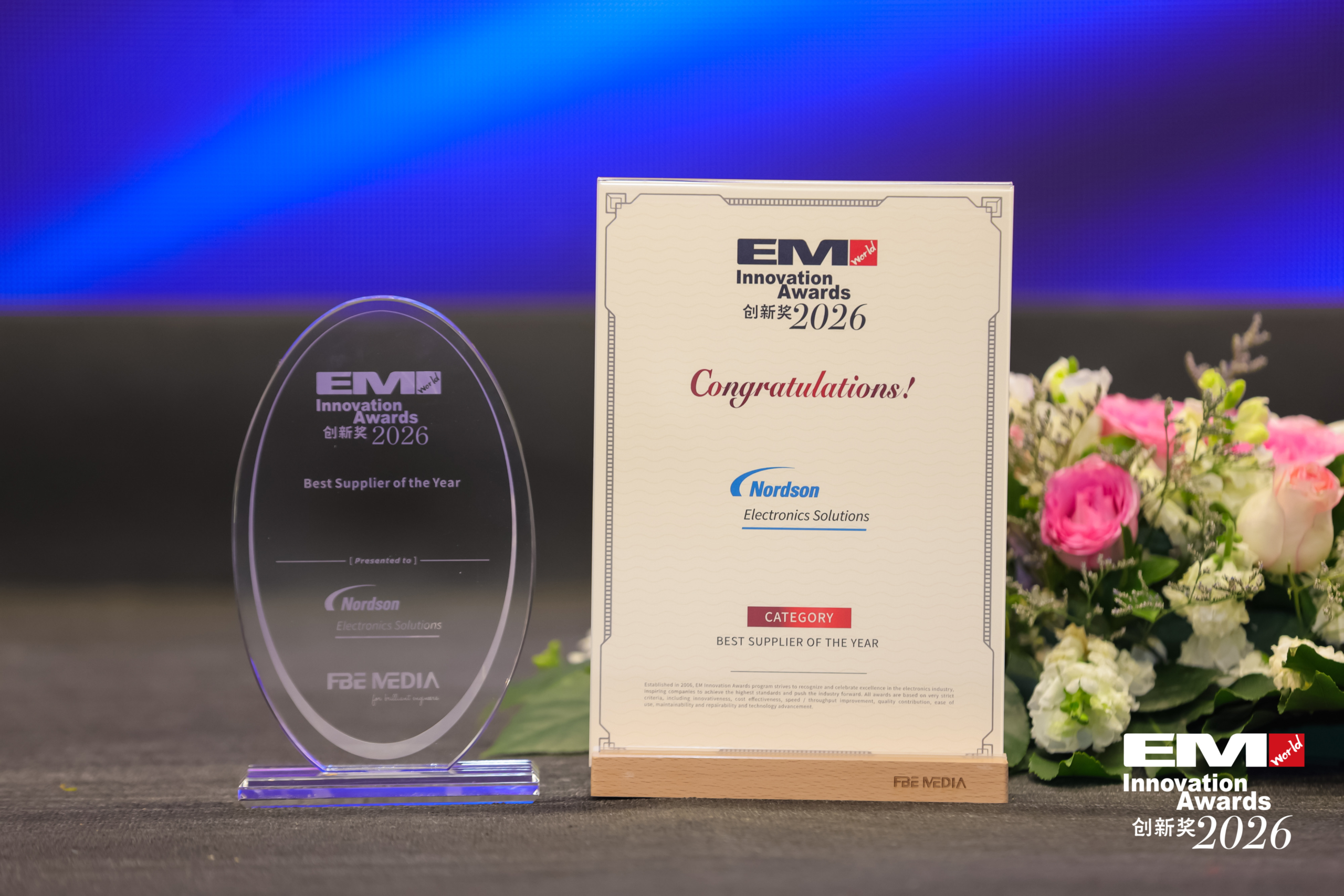 Nordson Electronics Solutions takes EM Asia best supplier award at Productronica Shanghai Nordson Electronics Solutions takes EM Asia best supplier award at Productronica Shanghai