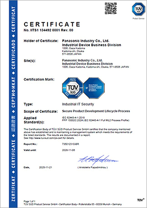 Panasonic certifies secure industrial development lifecycle